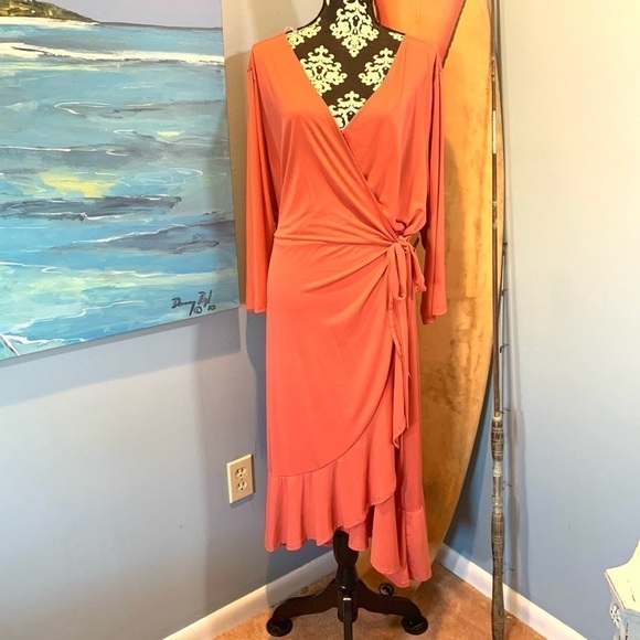 NWT,Terra & Sky, Deeper Pink Wrap-Around Dress, Absolutely Stunning! Size 4X - Picture 4 of 7